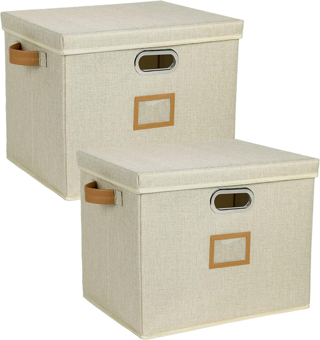 Foldable Storage Bins with Lids and Metal Handle, 4-Pack N47138