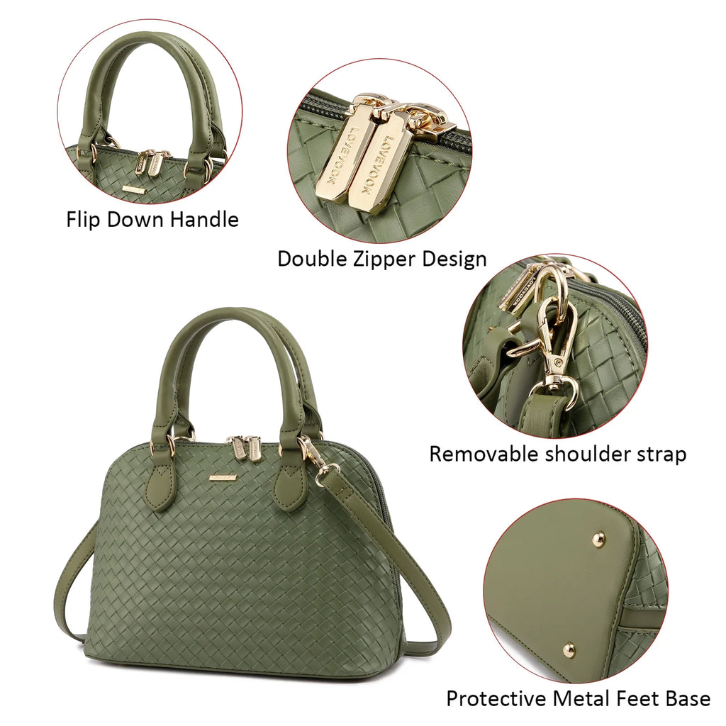 Dome Satchel Handbags with Double Zipper V821969