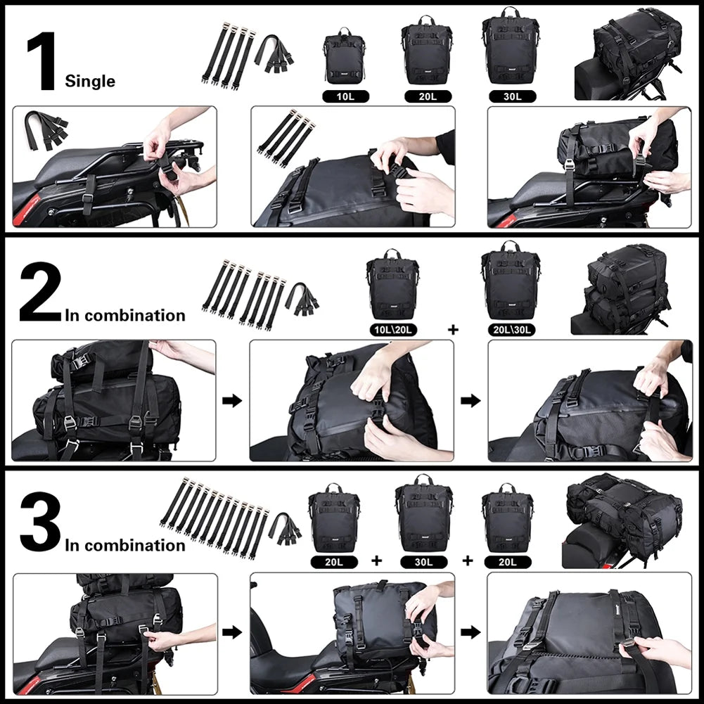 Waterproof Motorcycle Saddle Rack Trunk Luggage Bag J6300