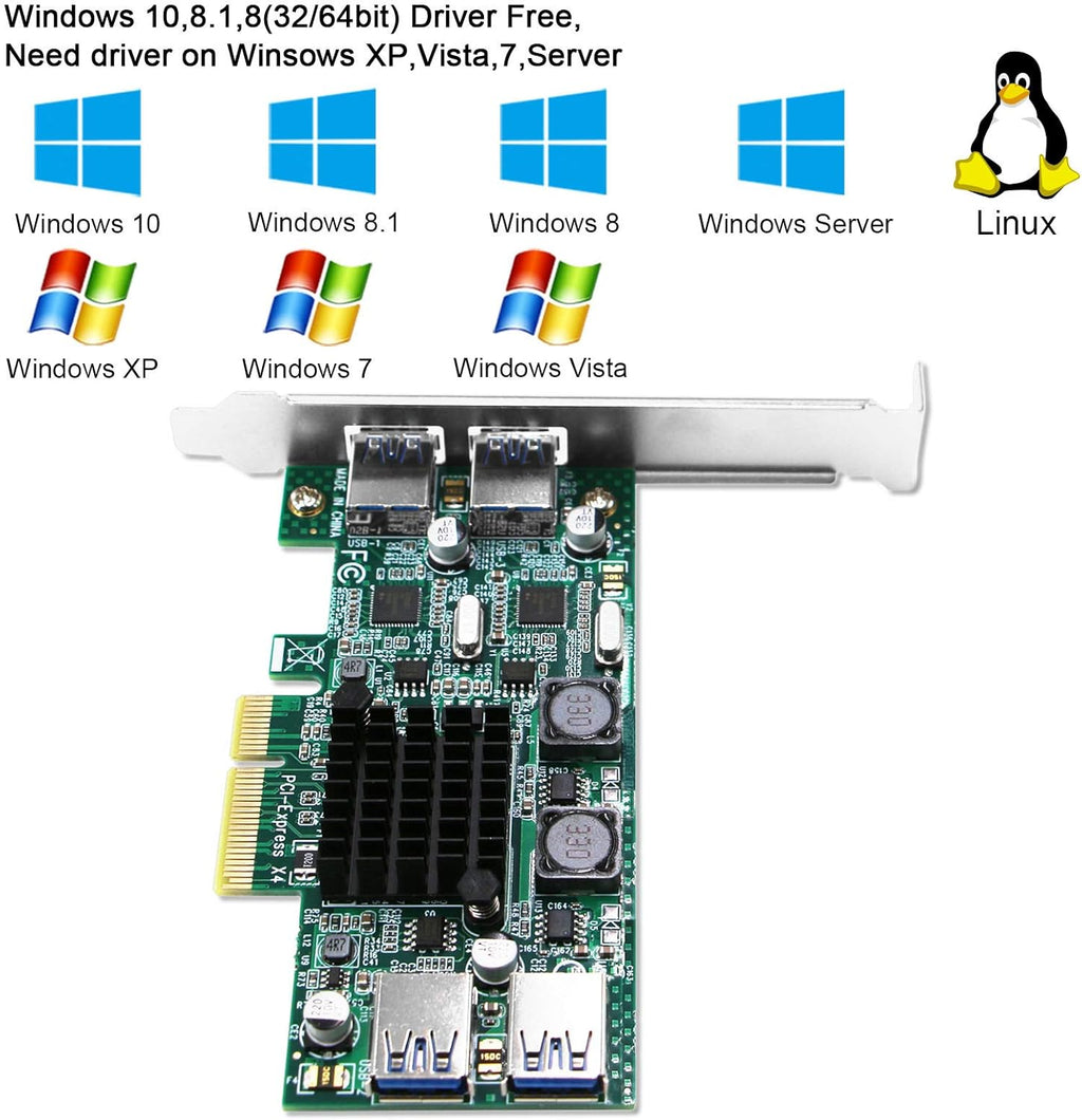 4 Port PCIe USB 3.0 Card Adapter, Pack of 2 P468
