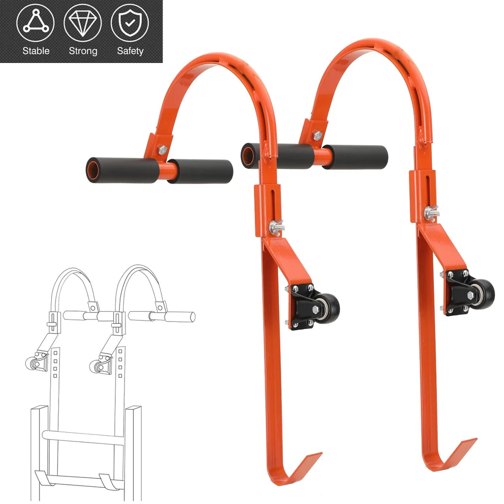 2 Pack Heavy Duty Steel Ladder Roof Hook with Wheel M223