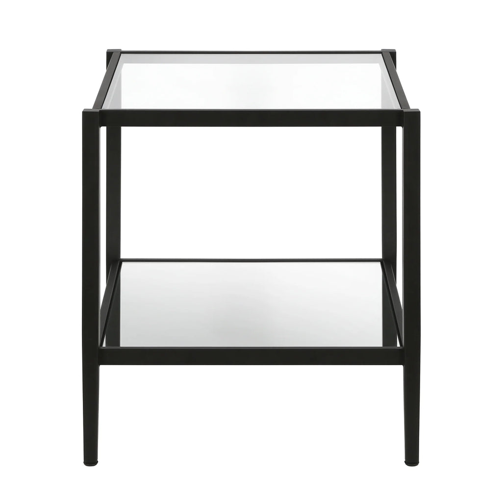 Blackened Bronze 20" Wide Square Side Table with Mirror Shelf C17925