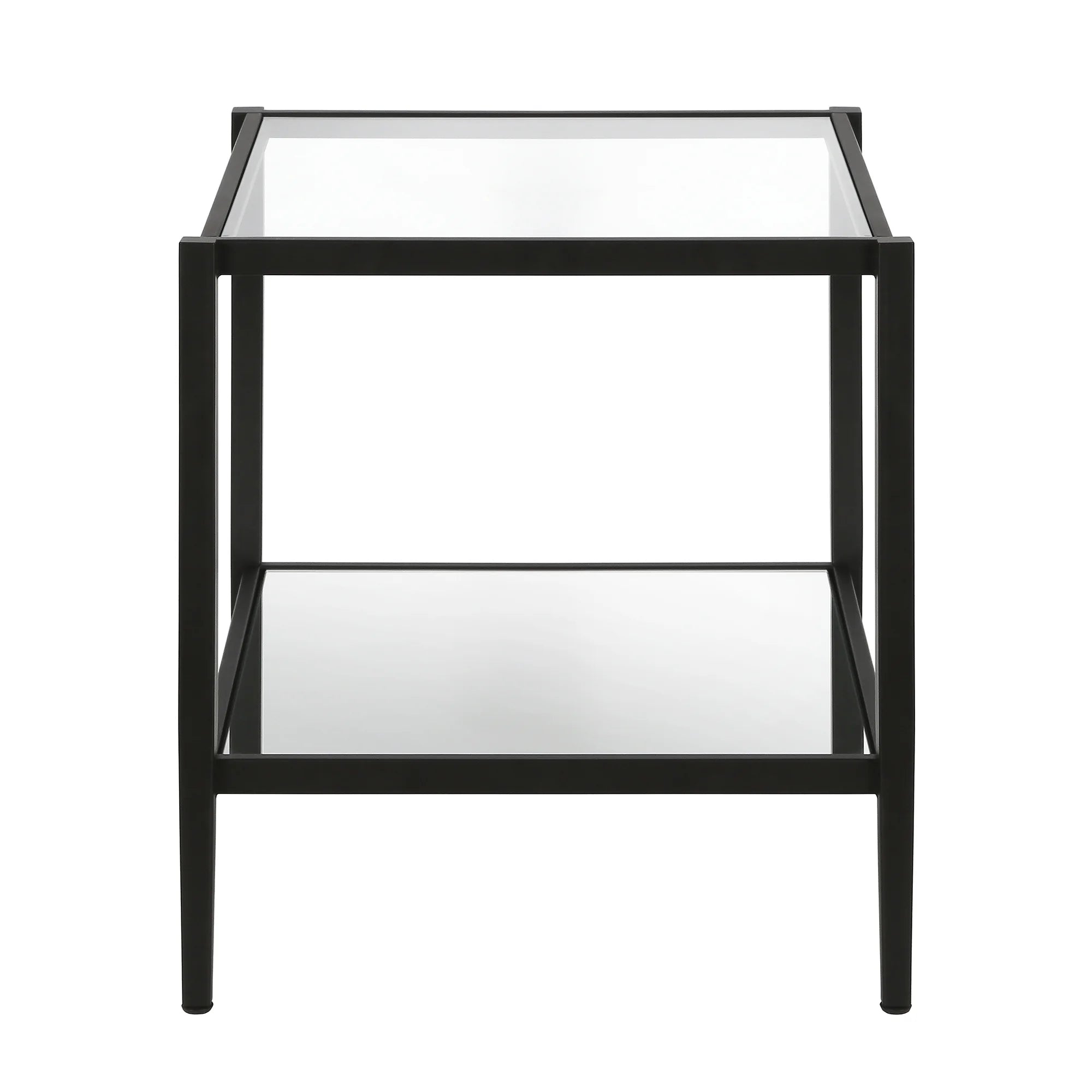 Blackened Bronze 20" Wide Square Side Table with Mirror Shelf C17925