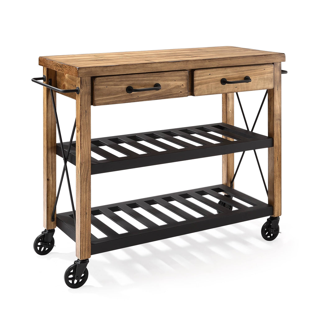 Natural Wood and Metal Kitchen Cart W90882