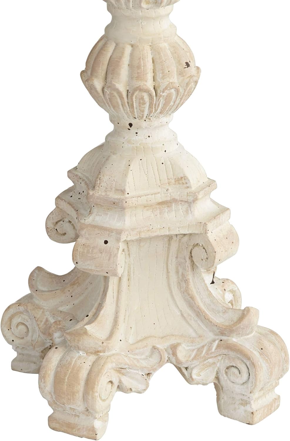 Whitewashed Carved Pillar Candle Holders Set of 3 B13682