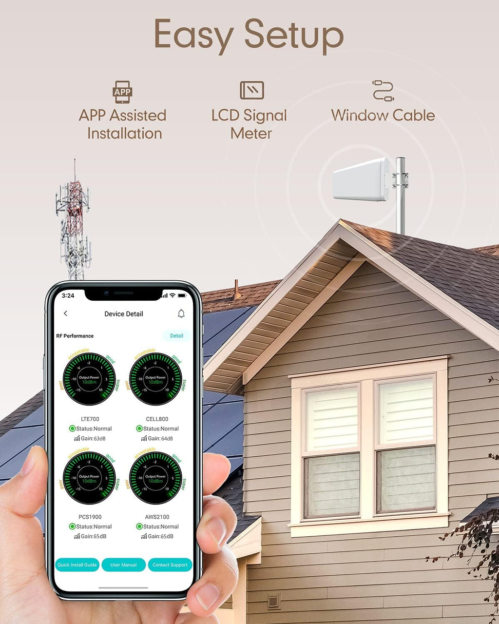 Cell Phone Signal Booster with 2 Indoor Antennas O2469