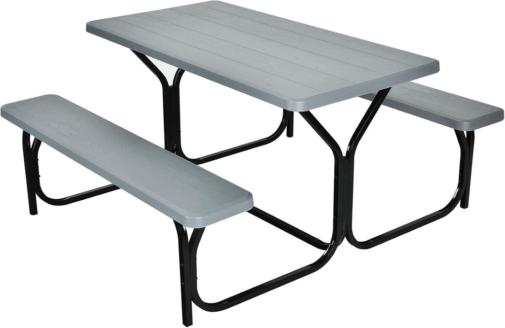 Gray Metal Picnic Table Bench Set C3725