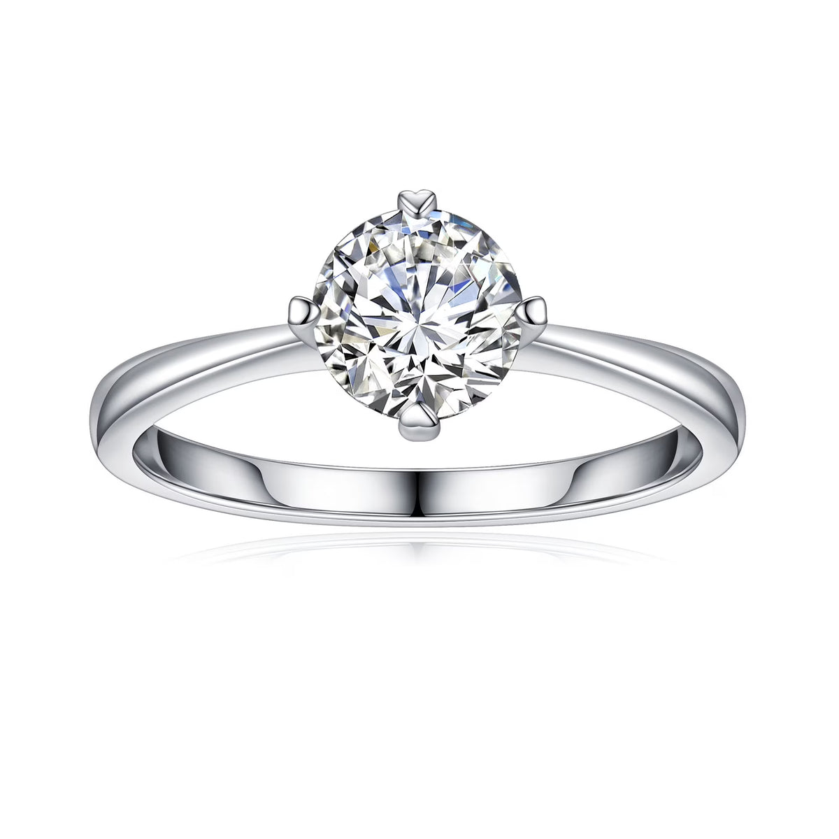 1ct Halo Moissanite Engagement Ring 925 Sterling Silver Four-Prong Round Cut Ring C6541