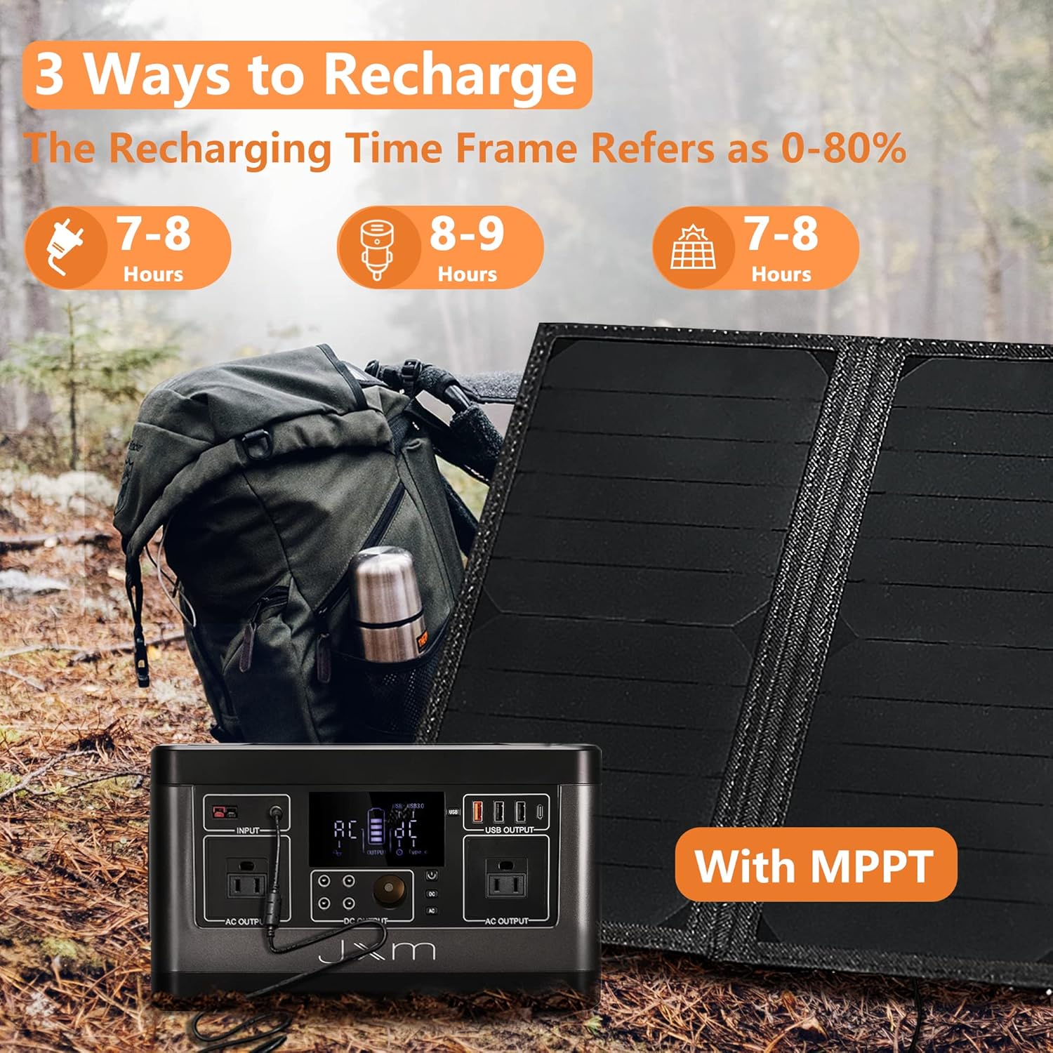 Portable Power Station 519Wh 500W Pure Sine Wave AC Outlet 12V DC X31838