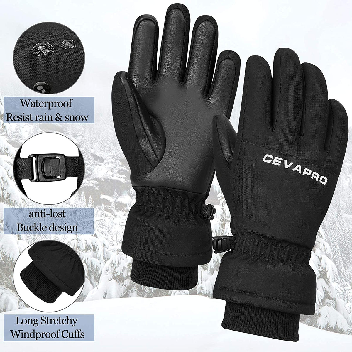 Waterproof Thermal Kids Ski Gloves W343683