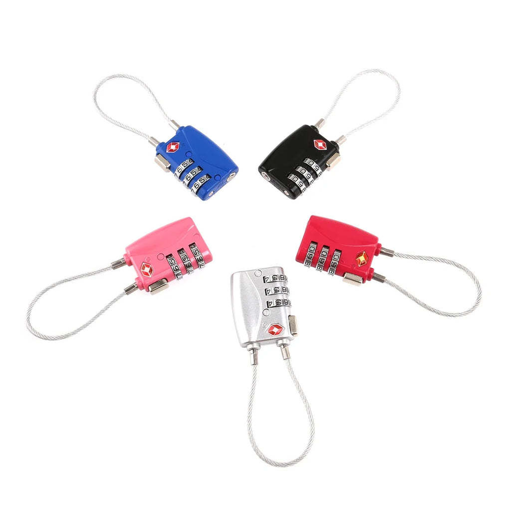 4pcs Portable TSA Approved Security Cable Luggage Lock Padlock (Black) E9077
