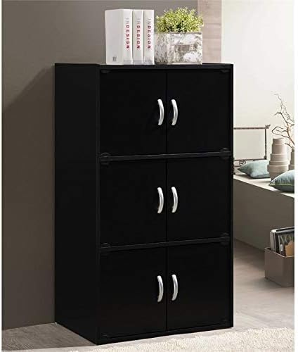 3 Shelf 6 Door Bookcase in Black M45465