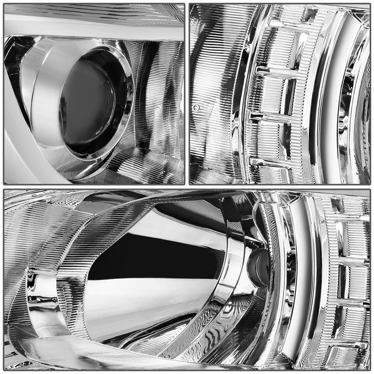 Pair Projector Headlight Chrome Housing Clear Side Headlamps Left + Right L5391