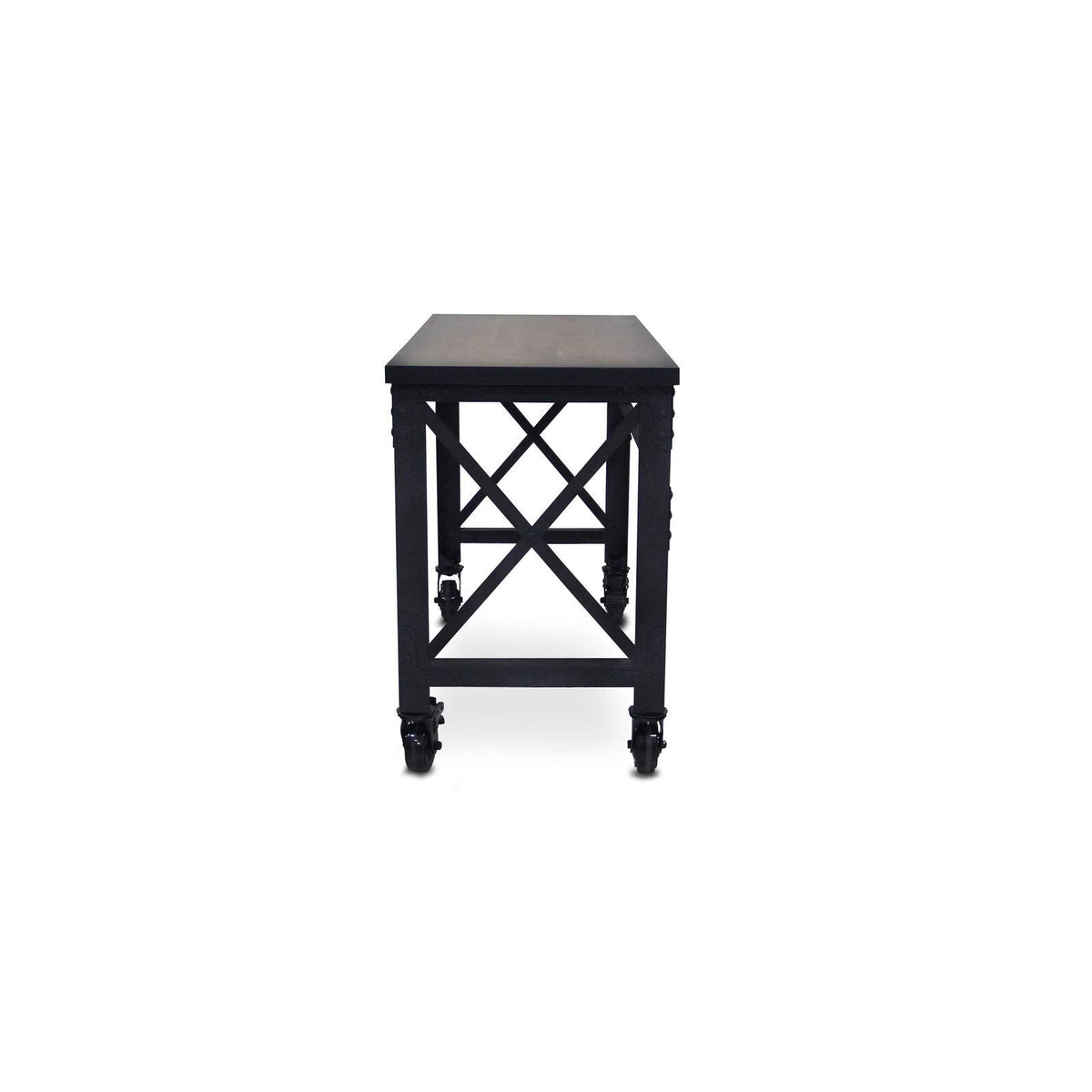 Rolling Industrial Desk with Wooden Top 52 Inches x 24 Inches M5905