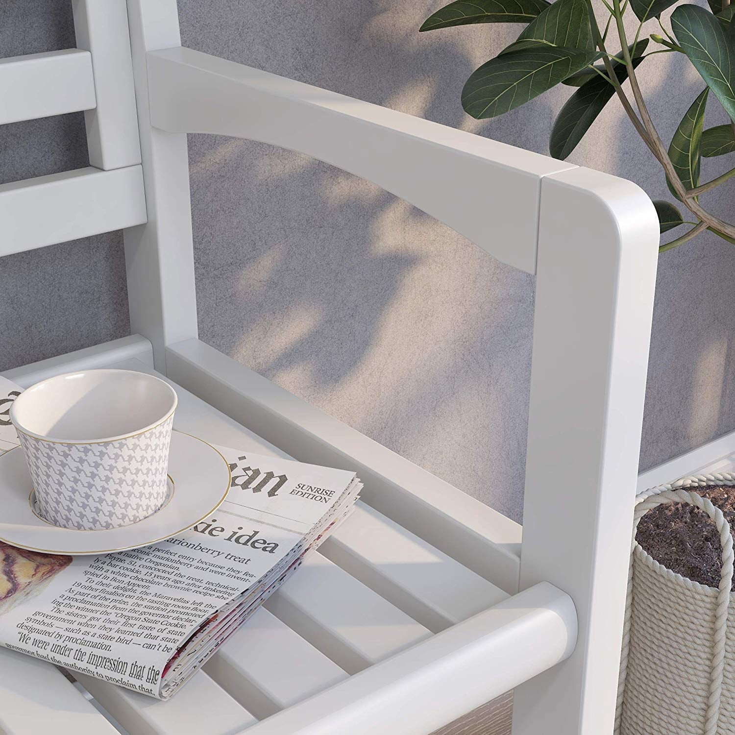 Solid Birch Wood Bench with Back Z405