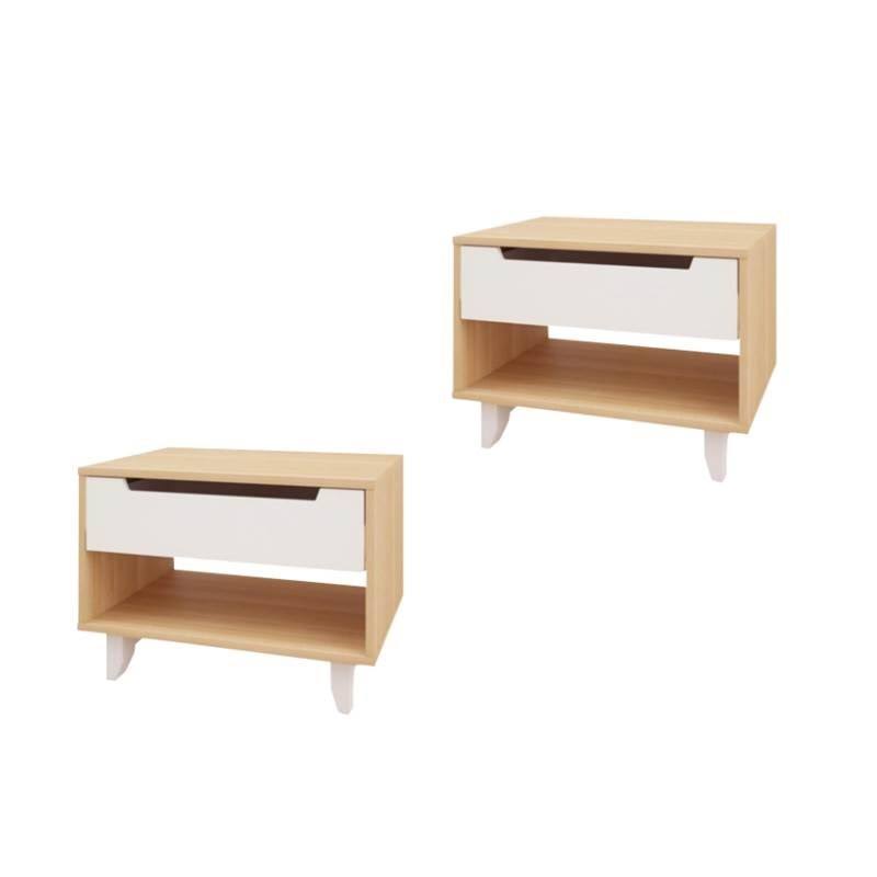 1 Drawer Night Stand White and Maple D5256