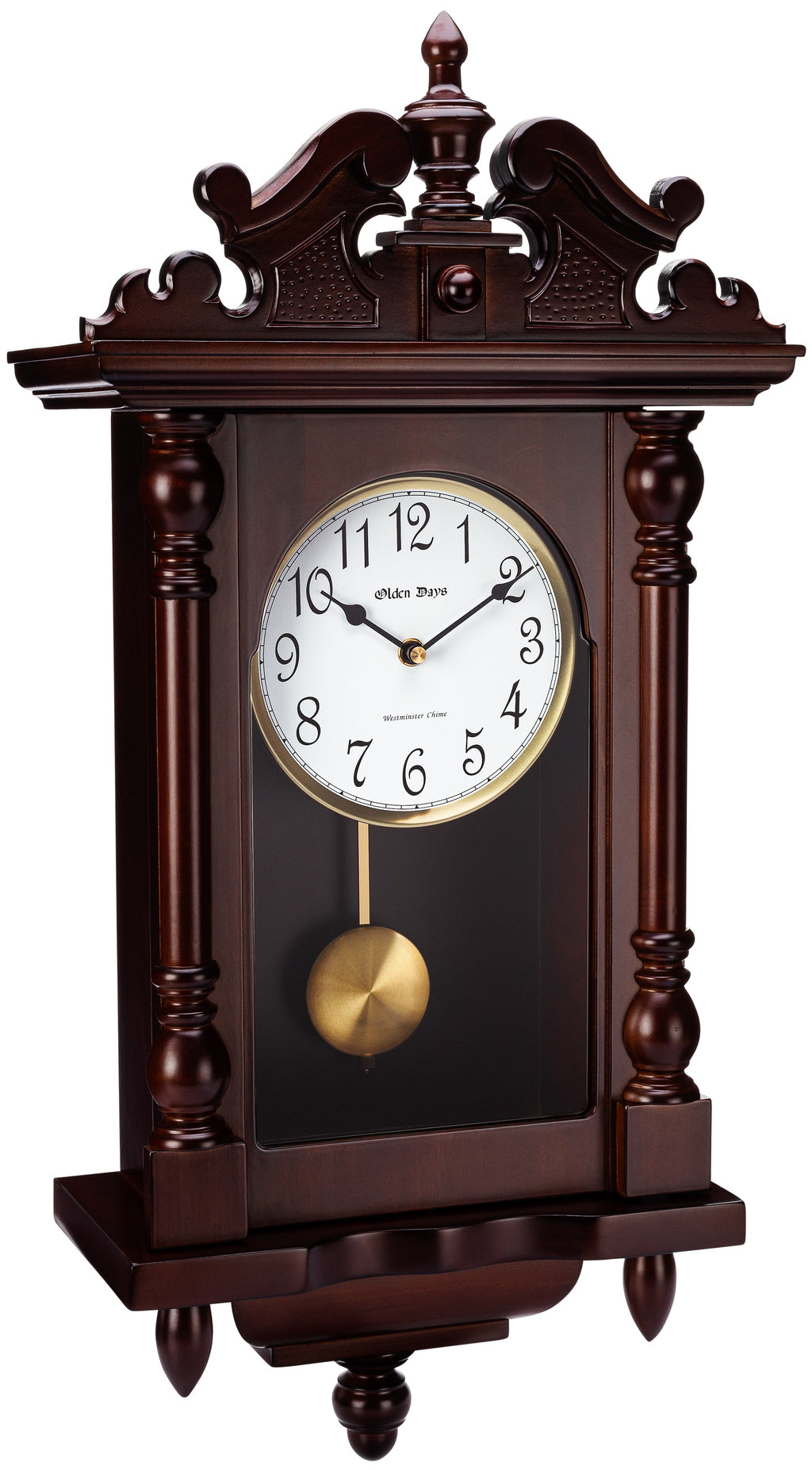 Antique Vintage Wall Clock with Real Wood, Swinging Pendulum, 22" Large S687
