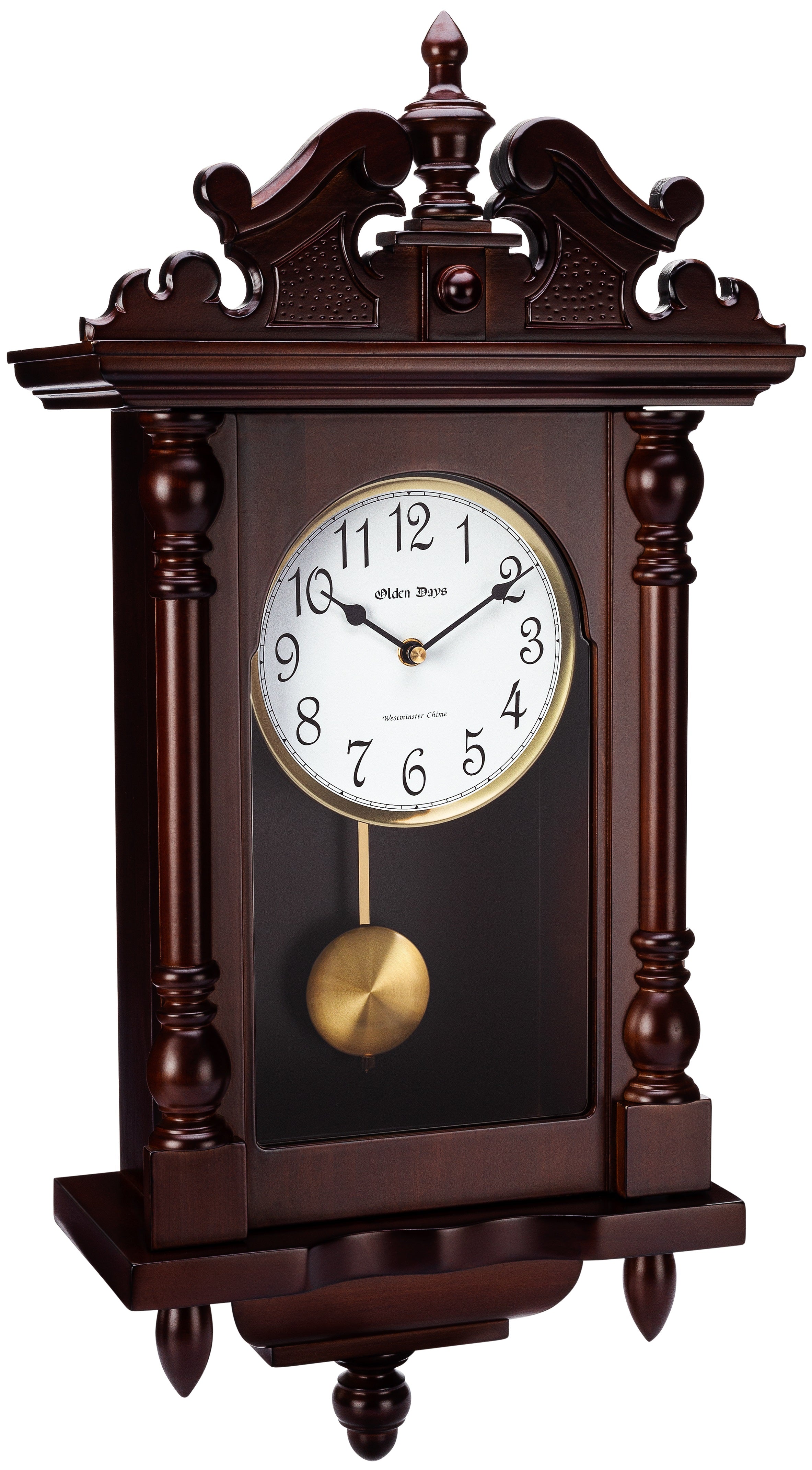 Antique Vintage Wall Clock with Real Wood, Swinging Pendulum, 22" Large S687
