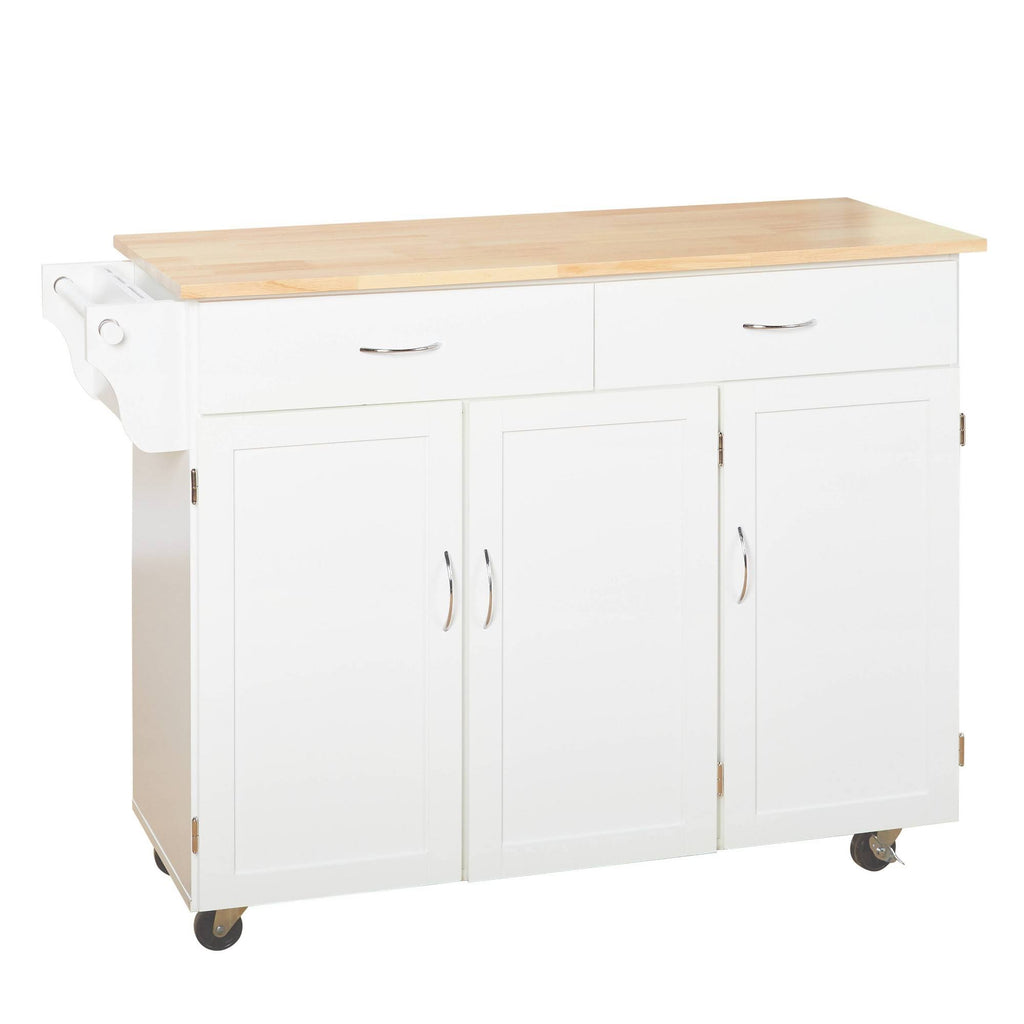 White Wood Top Kitchen Cart V825