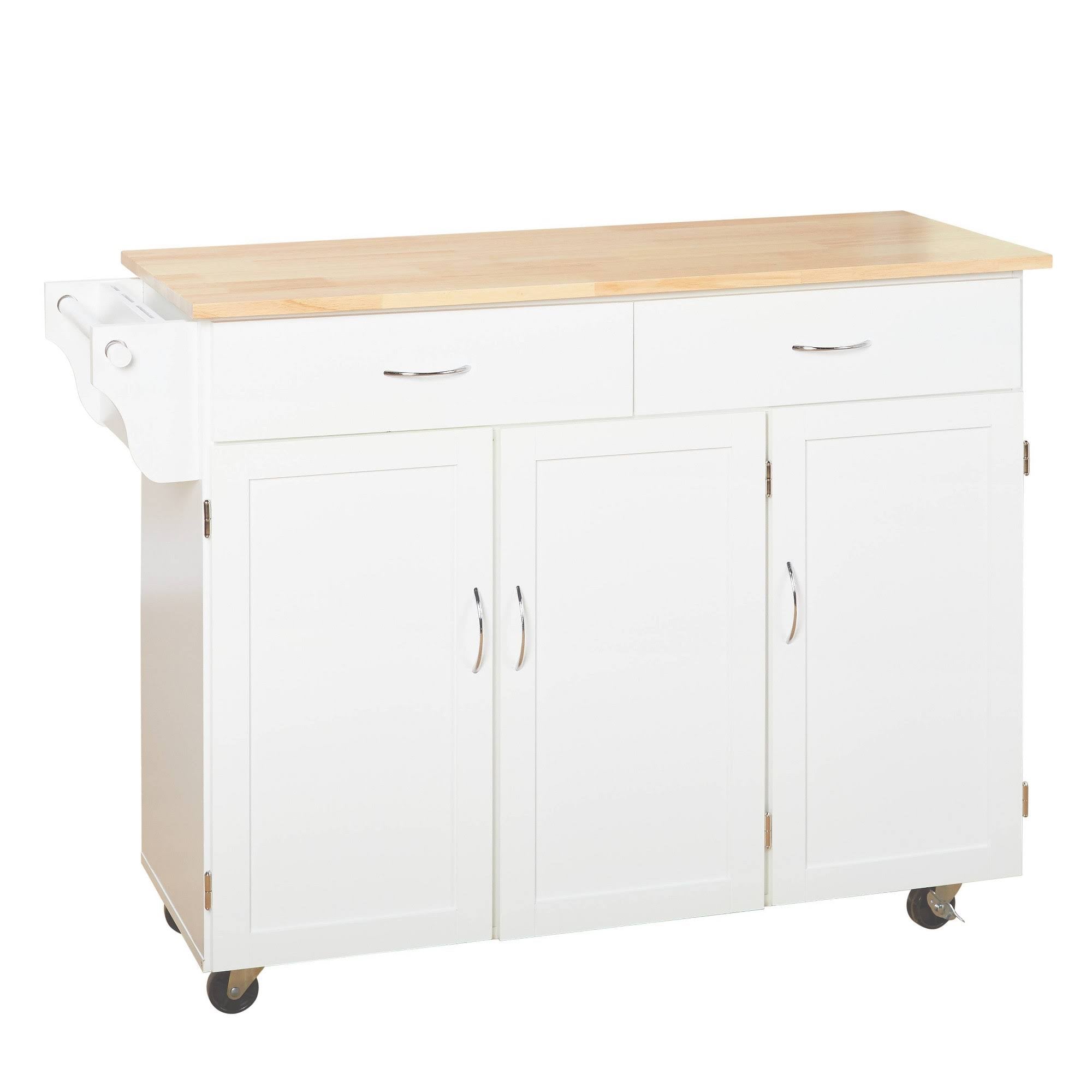 White Wood Top Kitchen Cart V825