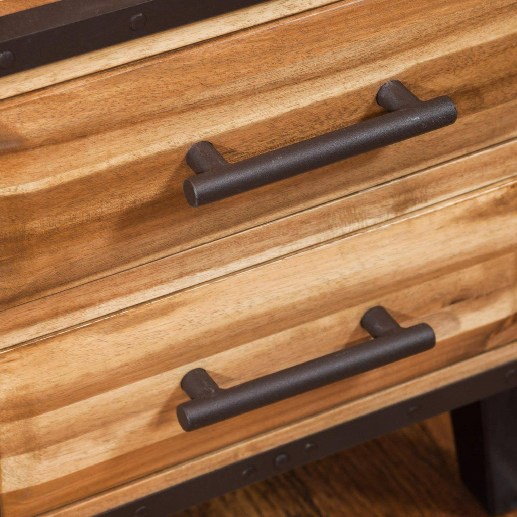 Natural Stained Acacia Wood Two Drawer Night Stand G2360