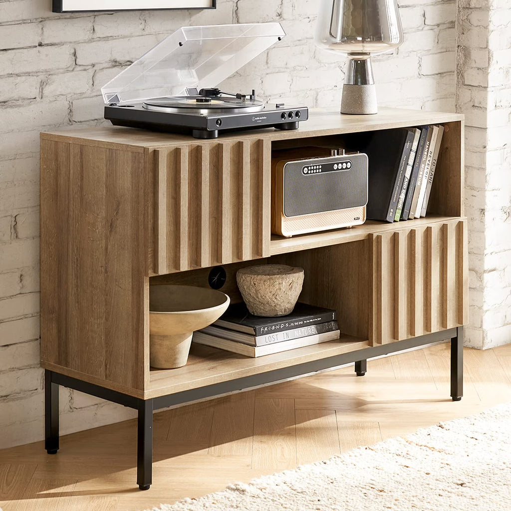 Industrial Farmhouse Console Table with Metal Legs N545
