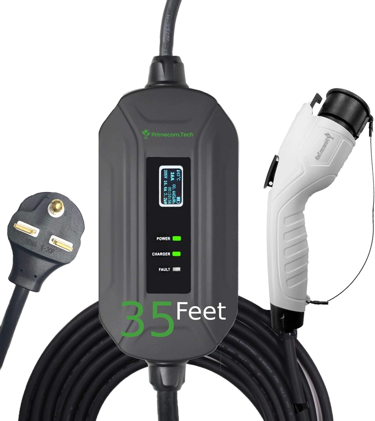 Portable Level 2 Electric Vehicle Charger, 16Amp, 35 Feet P557