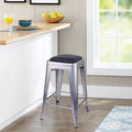 24 Inch Counter Height Backless Metal Stool with Vegan Leather Seat E6740