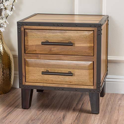 Natural Stained Acacia Wood Two Drawer Night Stand G2360
