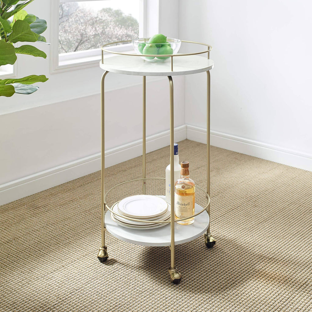 Faux Marble Bar Cart J3912