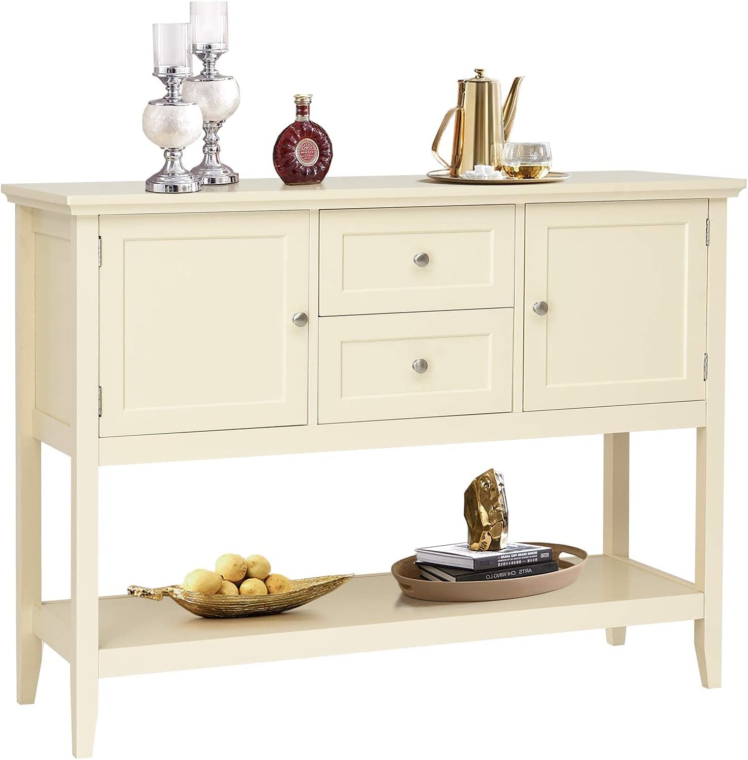 Grey Wooden Buffet Sideboard with Storage Shelf, 2 Drawers & 2 Cabinets I32004