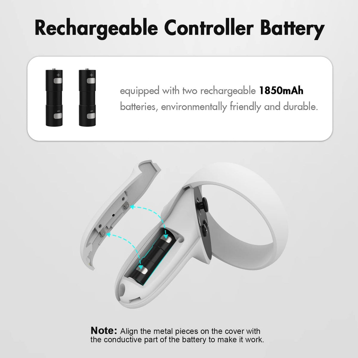 Charging Dock for Oculus Quest 2 Touch Controllers with 2 Rechargeable Batteries and USB-C Cable A77444