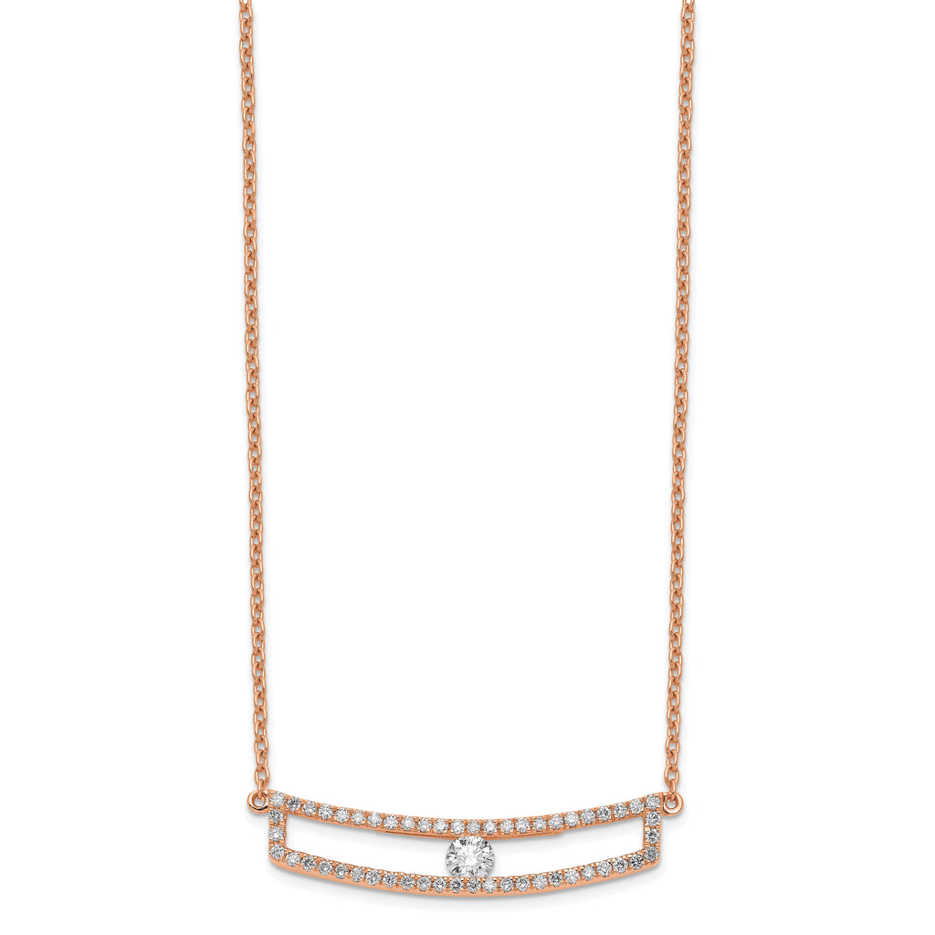 14K Rose Gold Polished Diamond Necklace Q268630