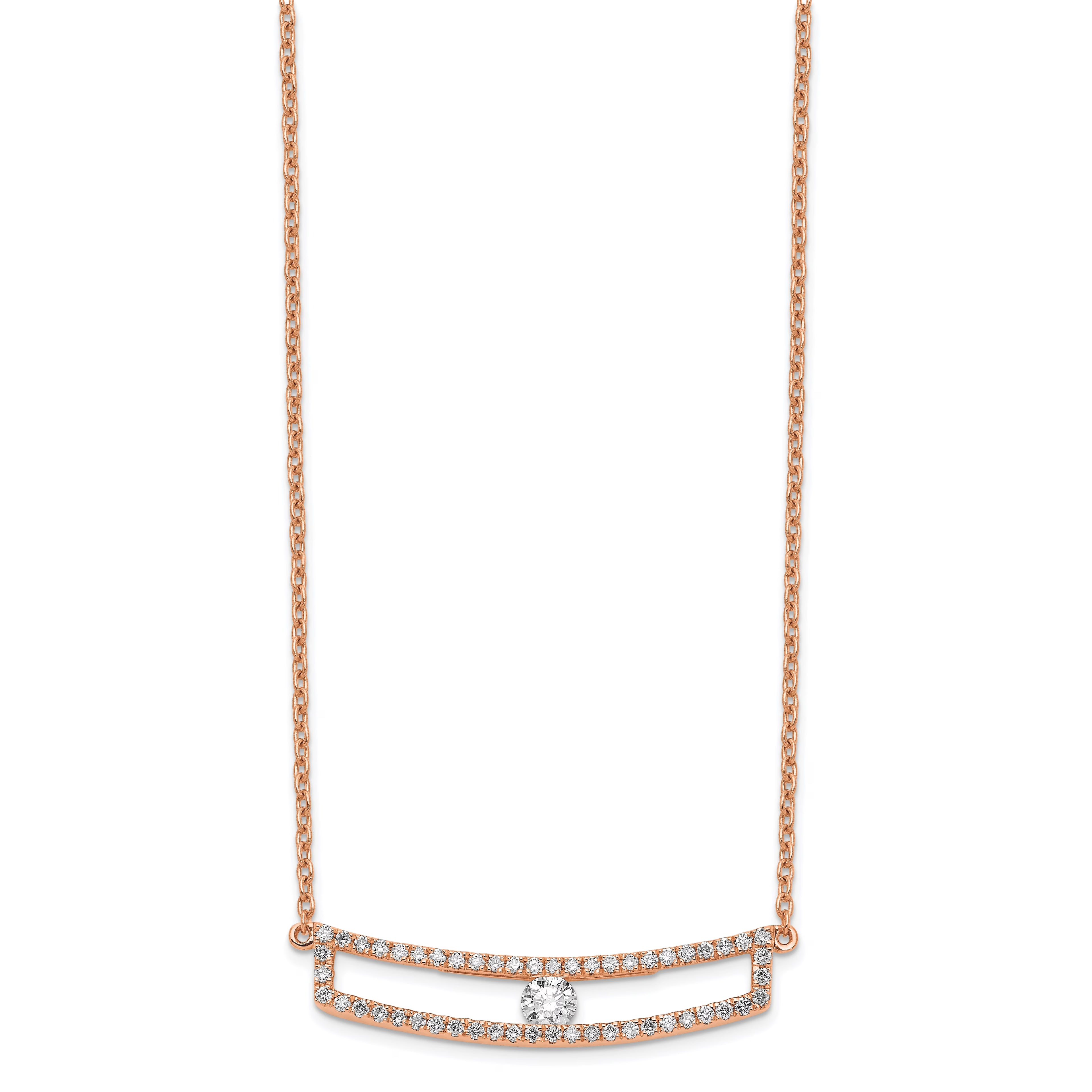 14K Rose Gold Polished Diamond Necklace Q268630