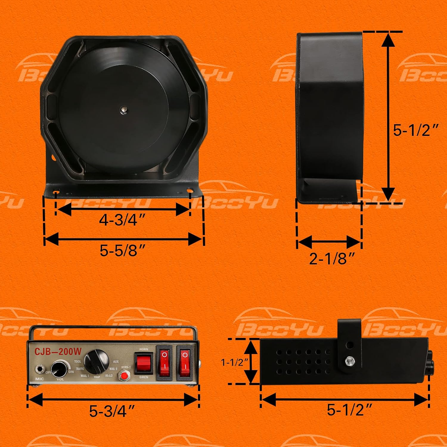 12V 200W 9 Tones Police Warning Emergency Siren PA System with Handheld Microphone F1036