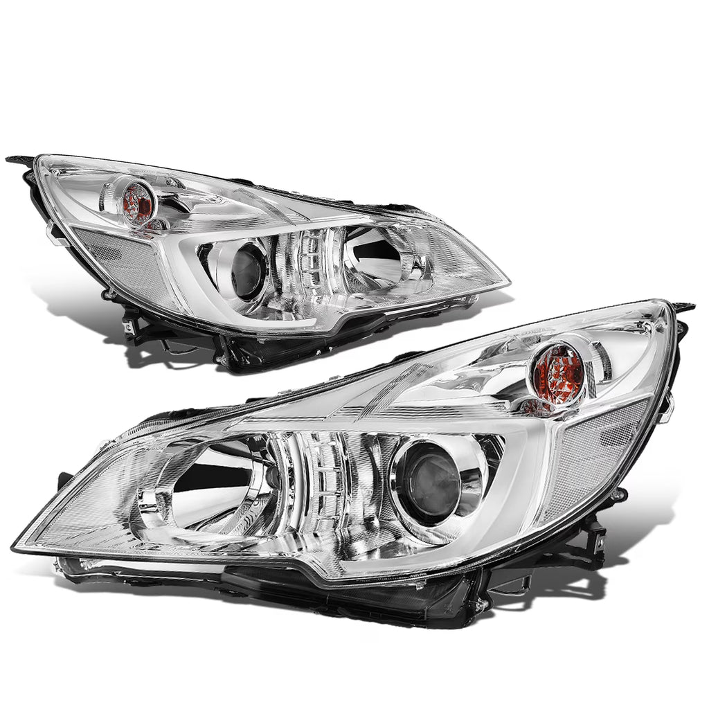 Pair Projector Headlight Chrome Housing Clear Side Headlamps Left + Right L5391