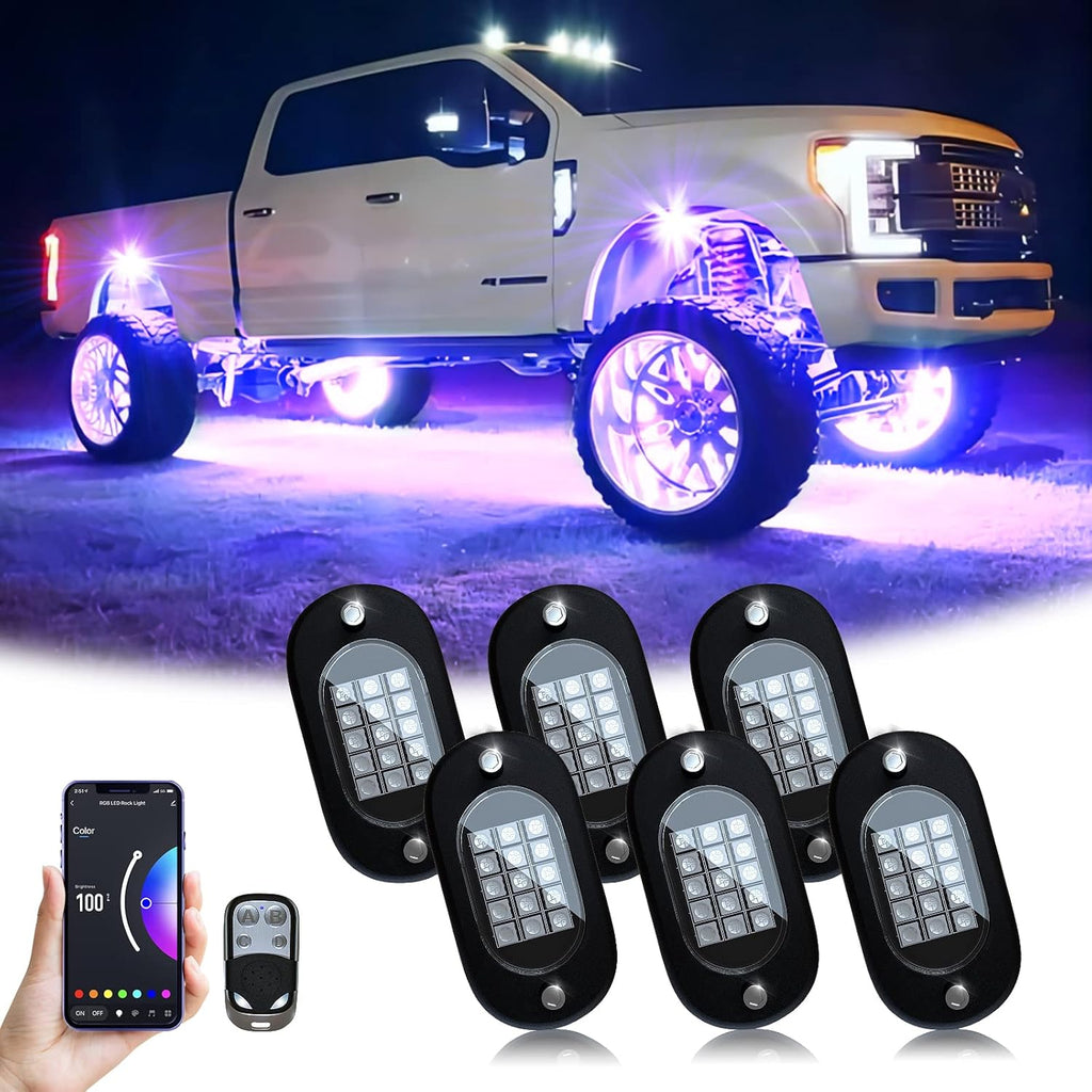 8 Pods RGB LED Rock Lights with APP Remote Control Music Mode Waterproof IP68 Y628