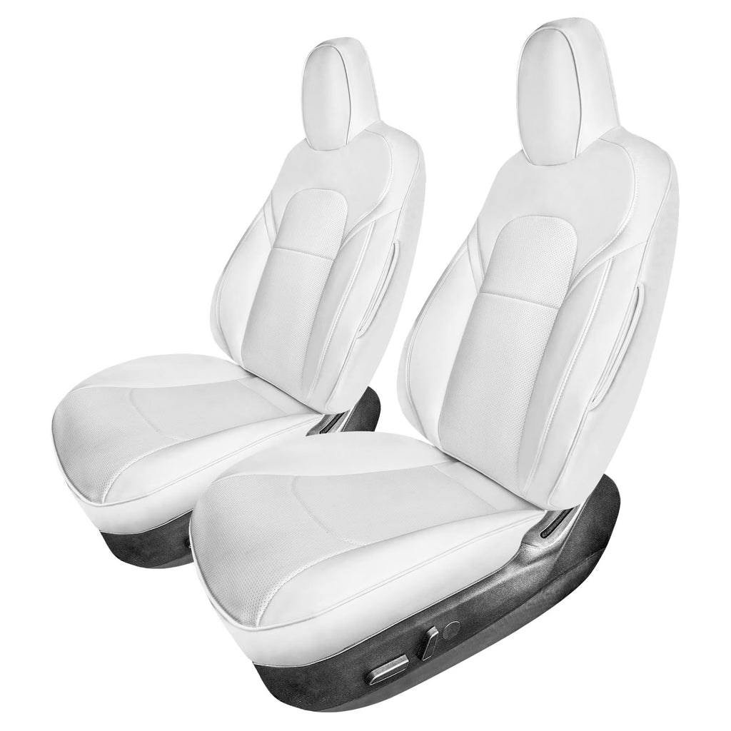 White Faux Leather Front Seat Covers I45339