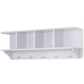 White 5-Hook Wall Mounted Coat Rack with Storage U367630